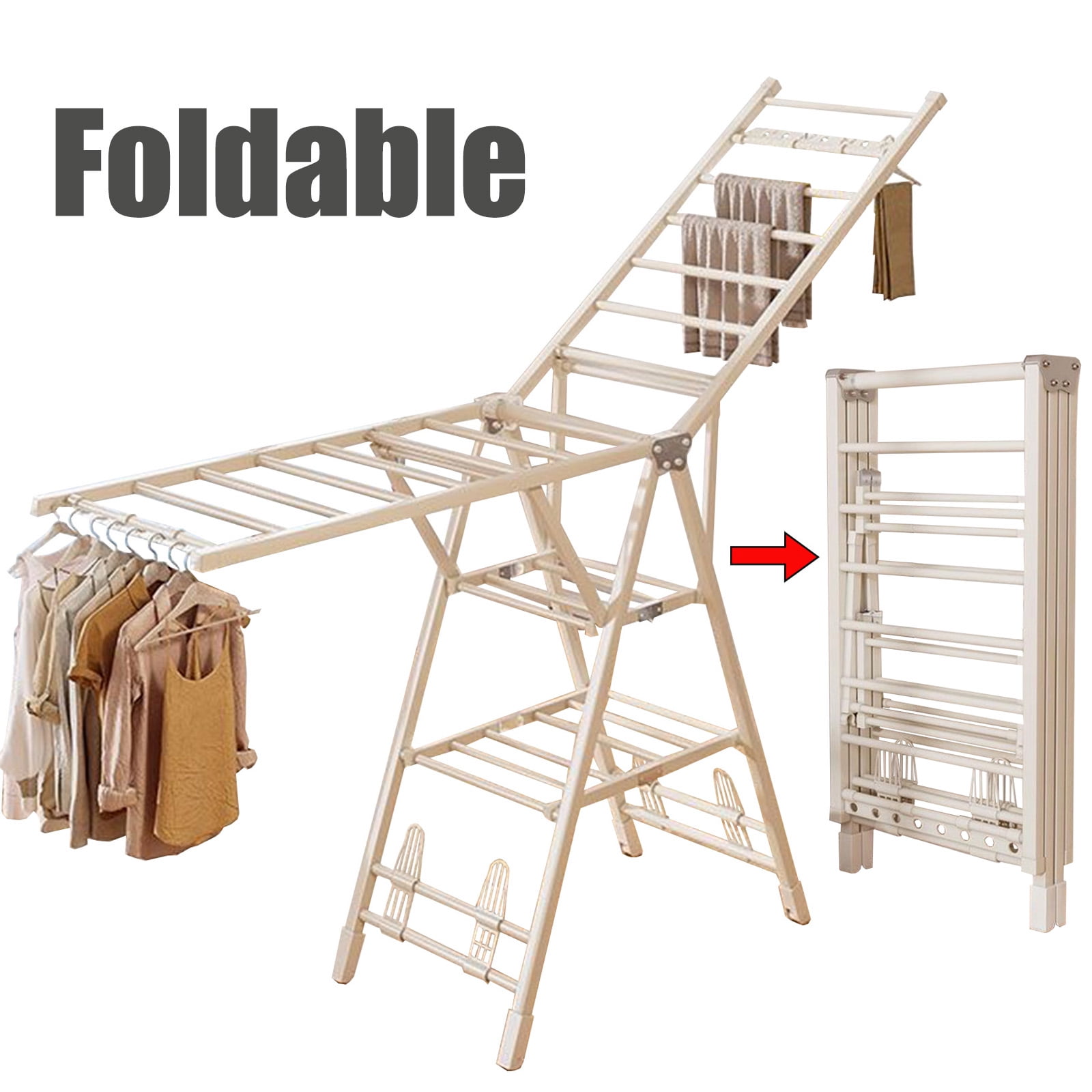 Clothes Drying Rack Foldable, Large Drying Rack Clothing, Winged ...