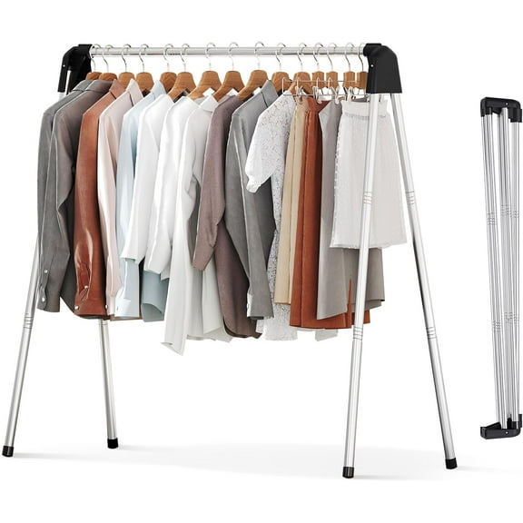 Clothes Drying Rack Foldable, Stainless Steel Laundry Drying Rack Collapsible, Clothes Hanger for Sweater Clothes Towel for Indoor & Outdoor, Portable Clothes Airer for Travel