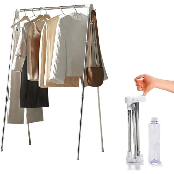 Clothes Drying Rack Foldable, Stainless Steel Portable Clothes Rack Collapsible, Folding Clothes Rack for Indoor & Outdoor, Portable Clothes Airer for Travel (with Hooks)