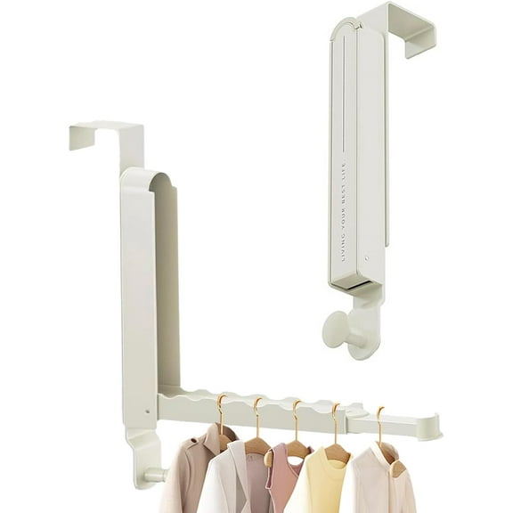 Clothes Drying Rack Foldable, Travel Hangers, Collapsible, Portable, Over The Door Hooks and Wall Mount, No Drilling,Space Saving Hanging Rack for Dorm, Drying Rack Clothing（Ivory White）