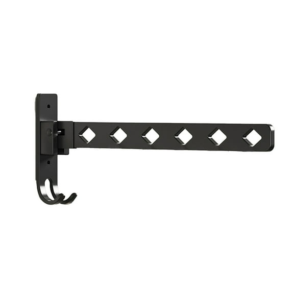 Clothes Drying Rack Foldable Wall Mounted in Matte Black for Bathroom and Indoor Use, Space-Saving Design for Small Spaces