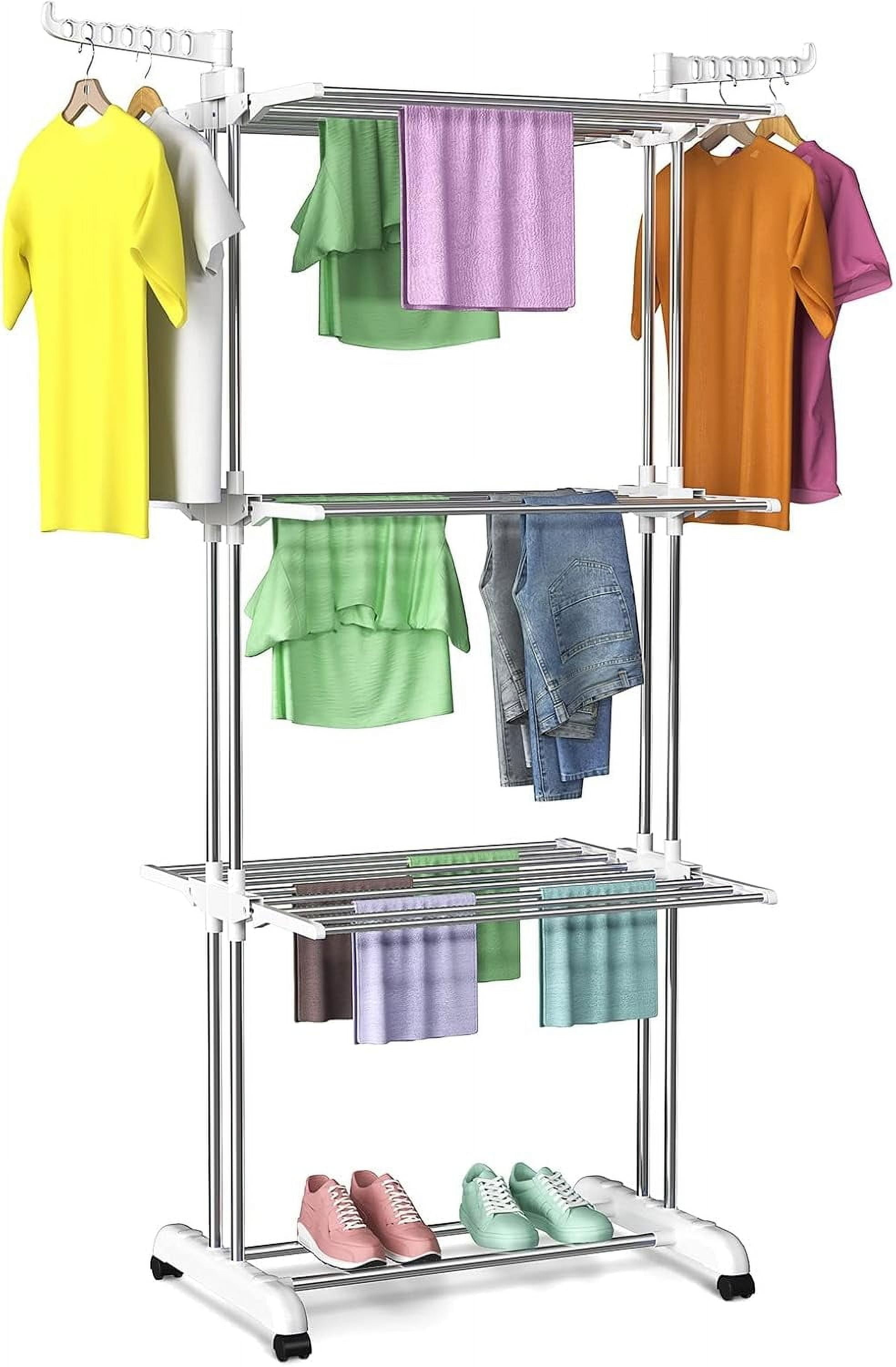 Clothes Drying Rack Folding Drying Rack Clothing 4 Tier Clothes Horses ...