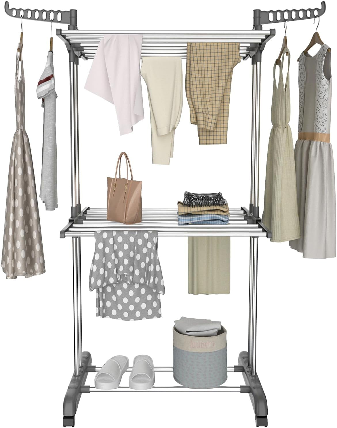 Clothes Drying Rack Folding Drying Rack Clothing 4 Tier Clothes Horses ...