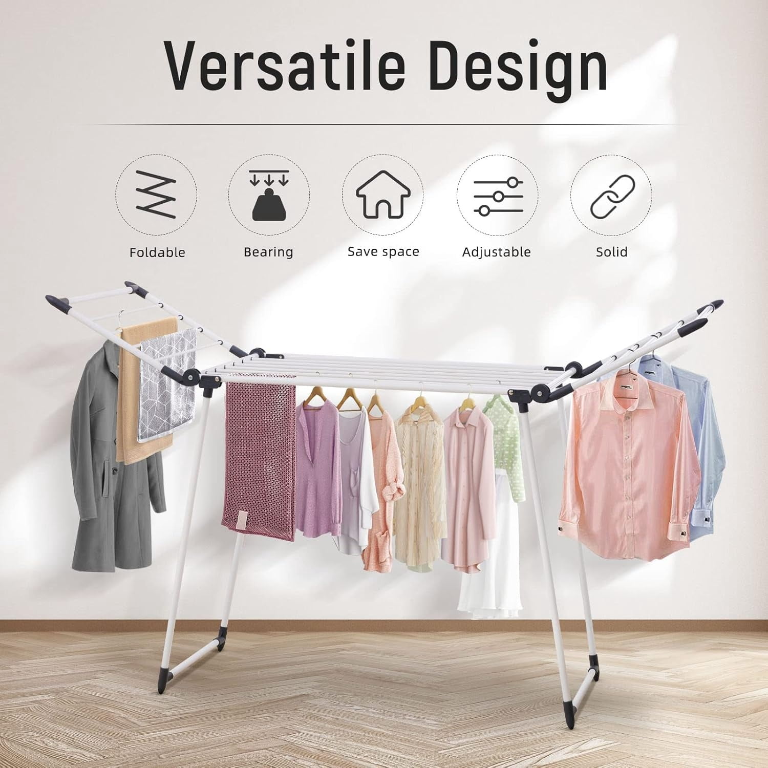 Clothes Drying Rack, Gullwing Laundry Rack, Collapsible, Space-Saving ...