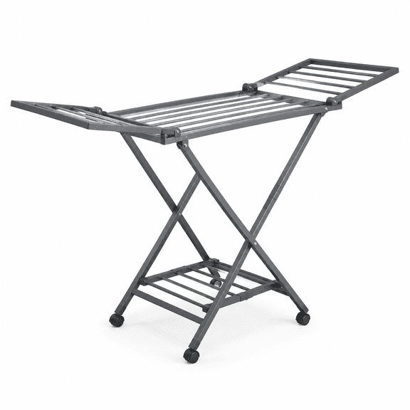 Clothes Drying Rack Heavy Duty, Foldable Laundry Dryer Stand for Clothing & Towel, Free Standing Collapsible for Indoor & Outdoor, 2-Level Clothing Drying Rack, 63" L 17.7" W, Gray