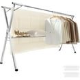 thumbnail image 1 of Clothes Drying Rack, Heavy-Duty Laundry Drying Rack, 45.7-63.4 Inches Extendable, Foldable Freestanding Airer, Stainless Steel, for Indoor Outdoor Use, Dove Gray ULLR901E01, 1 of 6