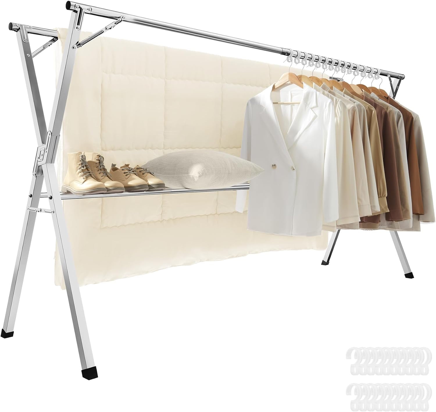 Extendable Stainless Steel Foldable Drying Rack, Dove Gray