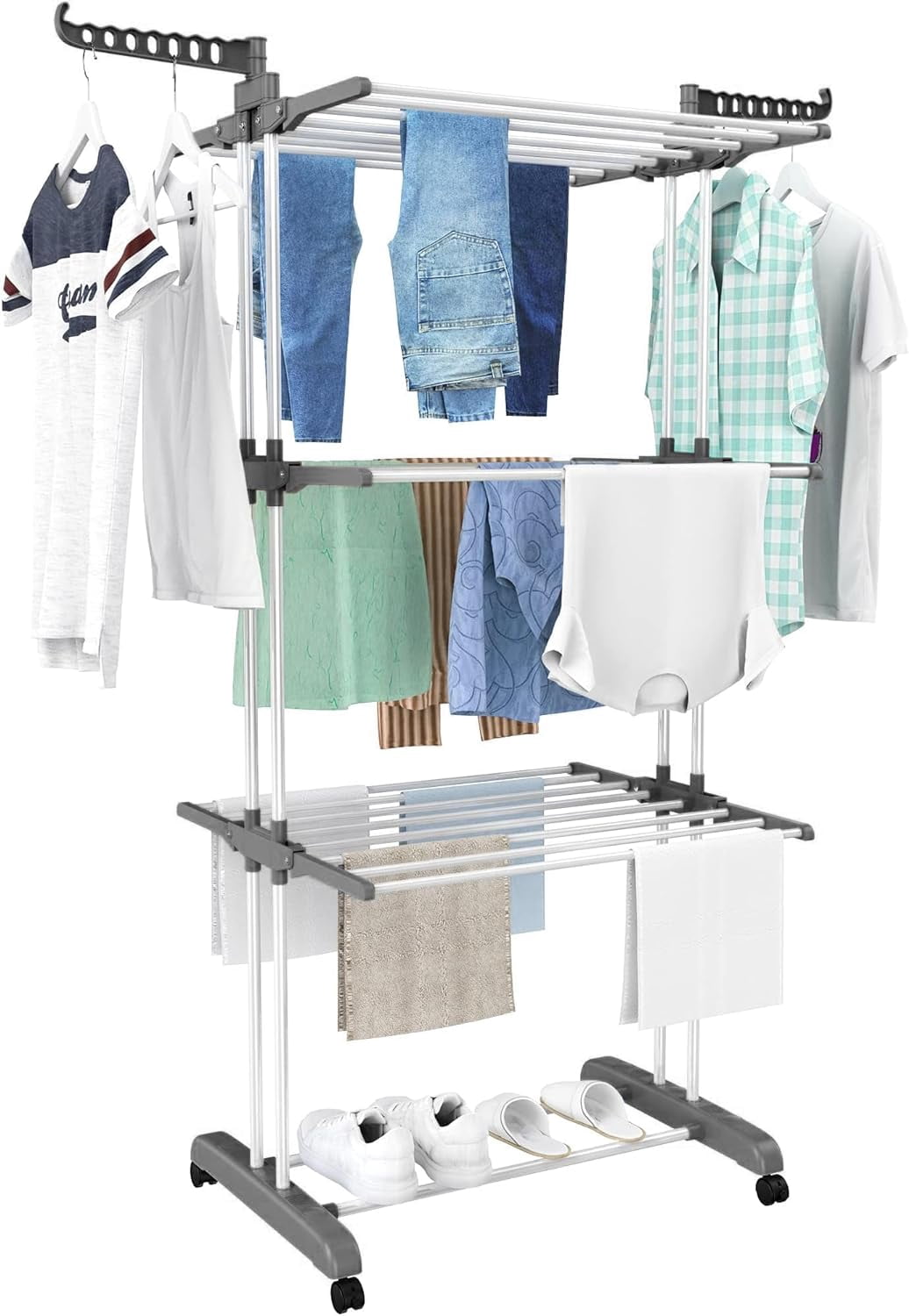 Clothes Drying Rack, Indoor, Outdoor Laundry Drying Rack, with Foldable ...