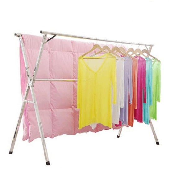 Clothes Drying Rack Laundry Clothing Foldable Hanging Cloth Drying Racks Stainless Steel Collapsible Garment Rack Space Saving for Indoor Outdoor Free Installed Hanger Heavy Duty