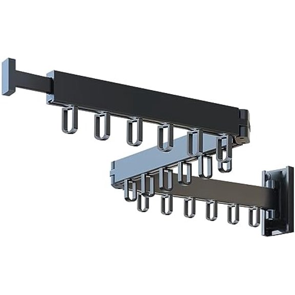 Clothes Drying Rack,Laundry Drying Rack,Wall Mounted Clothes Rack,Laundry Rack Wall Mount,Folding Retractable Collapsible Drying Rack Clothing (Three-Poles,Loop Shape Hooks)