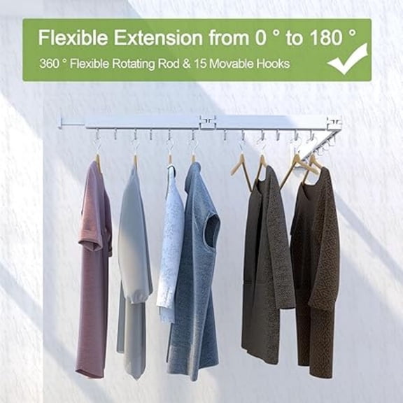 Clothes Drying Rack, Laundry Drying Rack Wall Mounted, [No-Drill & Drilling to Choose] 3-Fold Laundry Drying Racks for Hanging Clothes, Foldable & Sturdy Space Saver for Laundry Room -White