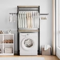 thumbnail image 1 of Clothes Drying Rack, Over The Washer and Dryer Storage Shelf, Laundry Room Storage Shelf , Bathroom Towel Rack with Adjustable Shelves and Hooks for Home Decor 31"L*12"D*74"H, 1 of 9