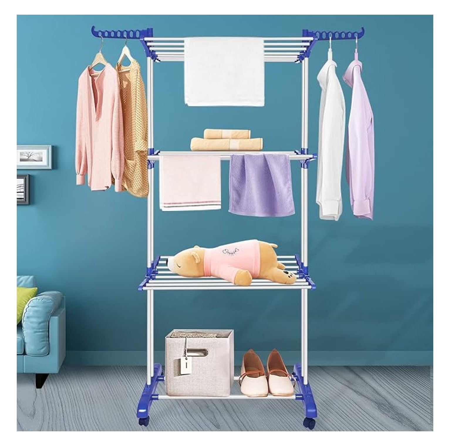 Clothes Drying Rack, Stainless Steel Oversized 4-Tier Collapsible ...