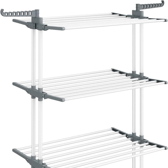 Clothes Drying Rack Stand 4-Tier, Foldable Laundry Drying Rack 68.1-Inch Tall, Steel, Rolling Clothes Horses Dryer Rack, Easy to Assemble, Indoor Outdoor Use, White
