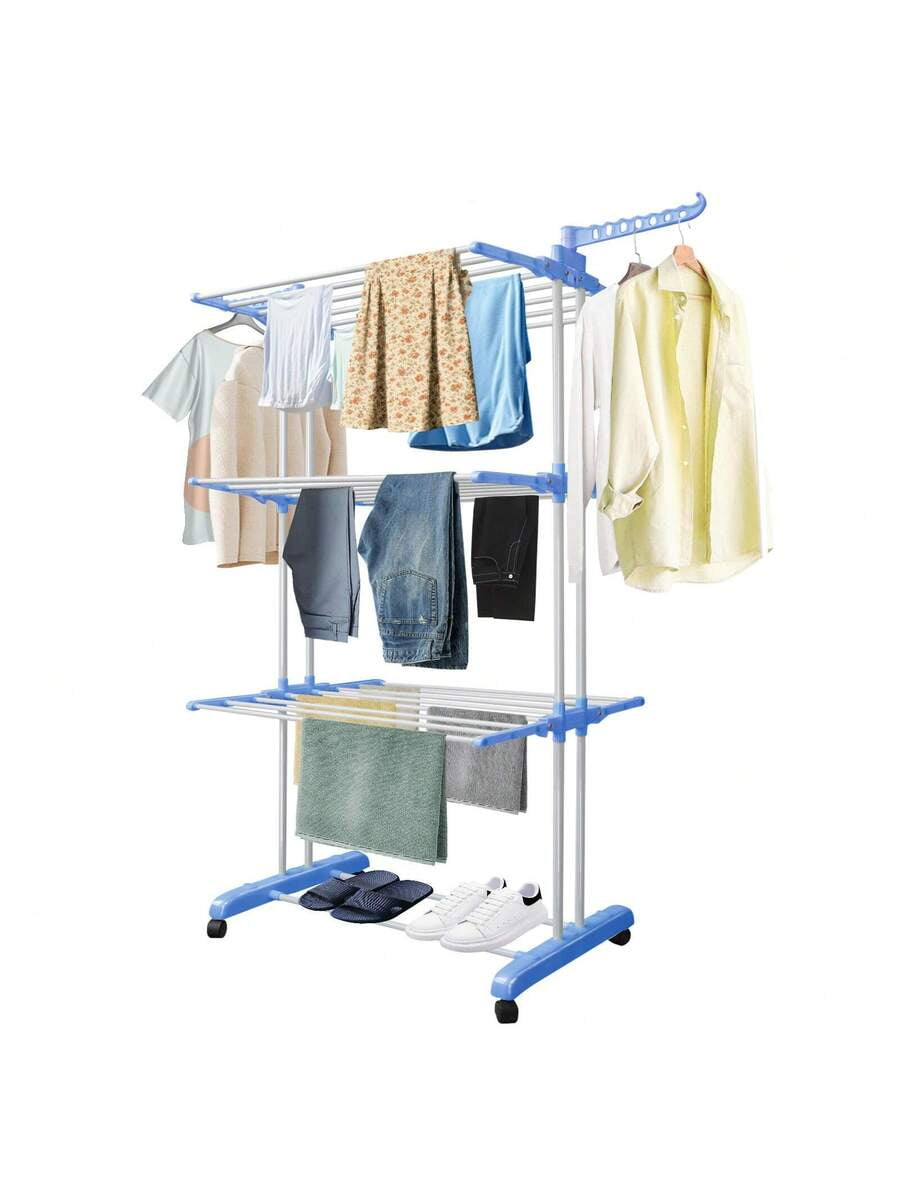 Clothes Drying Rack Stand 4-Tier, Foldable Wings Laundry Garm4-Tier ...