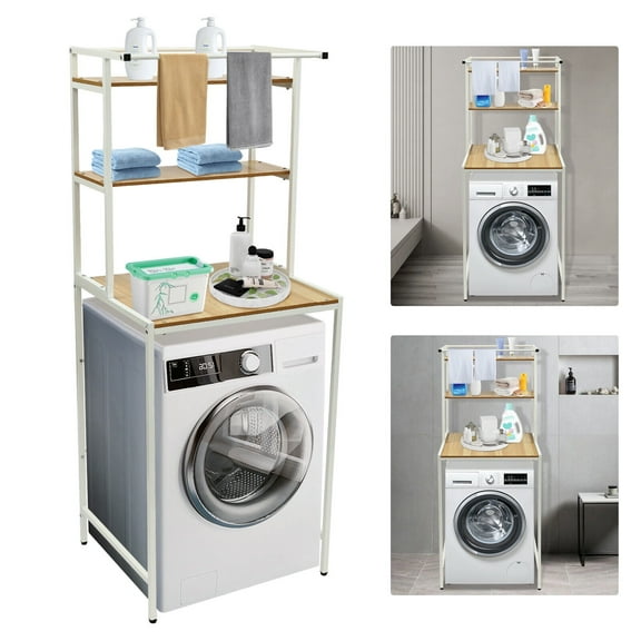 Clothes Drying Rack Stand Over Washer & Dryer Adjustable Storage Shelf Bathroom