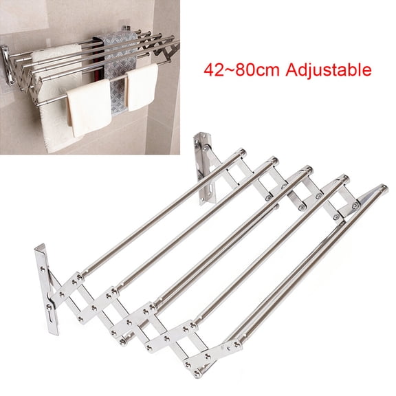 Clothes Drying Rack Wall Mounted Accordion Retractable Foldable Towel Shelf