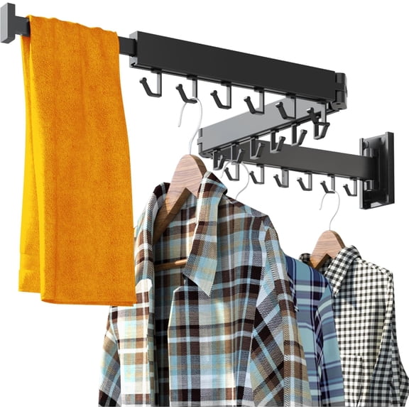 Clothes Drying Rack, Wall Mounted, Folding, Retractable, Collapsible