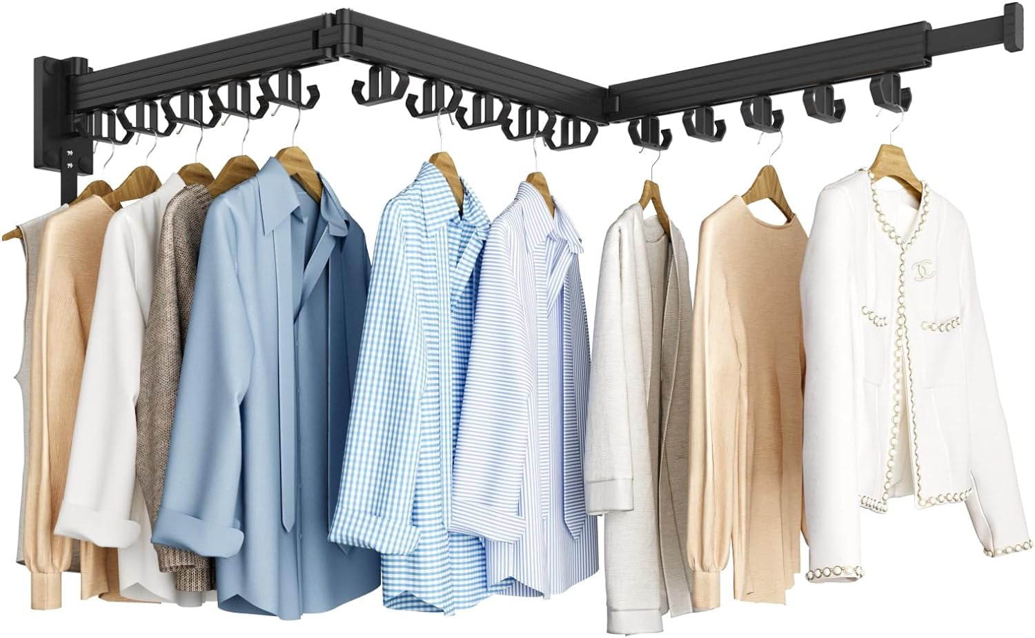 Clothes Drying Rack, Wall Mounted Laundry Drying Rack, Upgrade 3-Fold ...