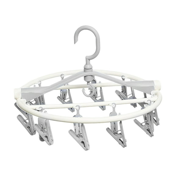 Clothes Drying Racks Foldable Clip Hangers Drip Hanger Plastic Drying Rack with 20 Clips, for Socks, Lingeries, Delicates (Gray)