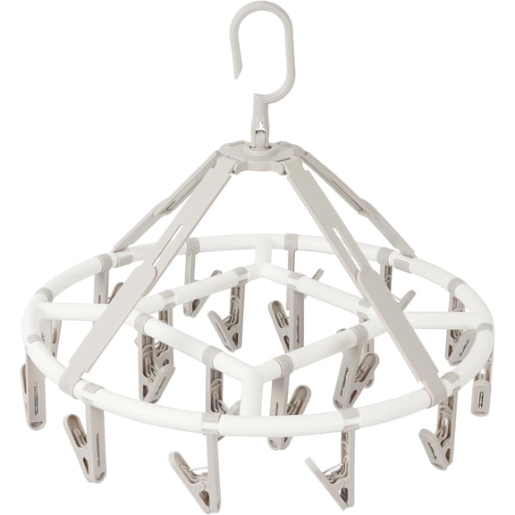 Clothes Drying Racks Foldable Clip Hangers Drip Hanger Plastic with 20 Drying Clips (Light Grey-Circle)