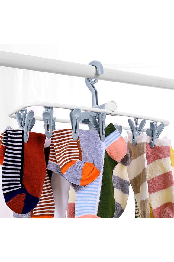 Clothes Drying Racks Small Folding Portable Underwear Hangers with Clips Socks 12 Clips 360° Rotatable Hook for Drying Towels Bras Baby Clothes Gloves Plast