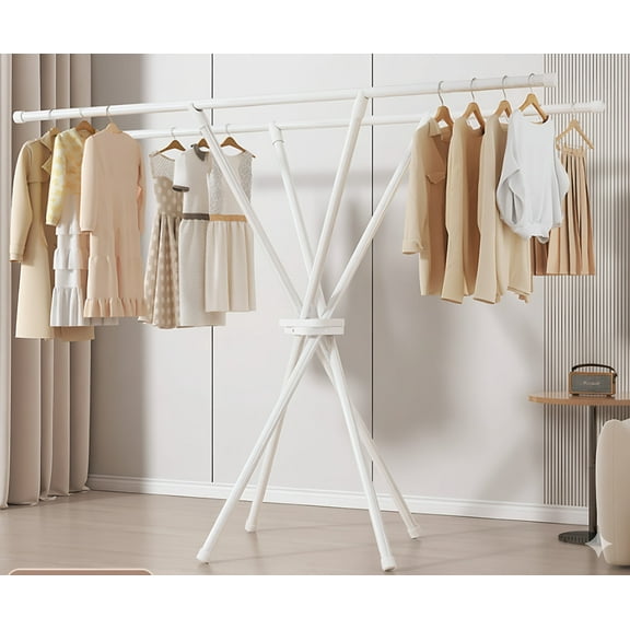 Upgraded 52-Inch Foldable Drying Rack, Heavy-Duty Steel Laundry Drying Stand with Dual Rods & Tall Design, Compact Space-Saving Clothes Airer for Indoor/Outdoor Use