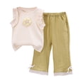 thumbnail image 1 of Clothes For Kids Girl Clothes Toddler Girl Summer Outfits Sleeveless Flower Tops Wide Leg Pants Kids Clothing Set, 1 of 3