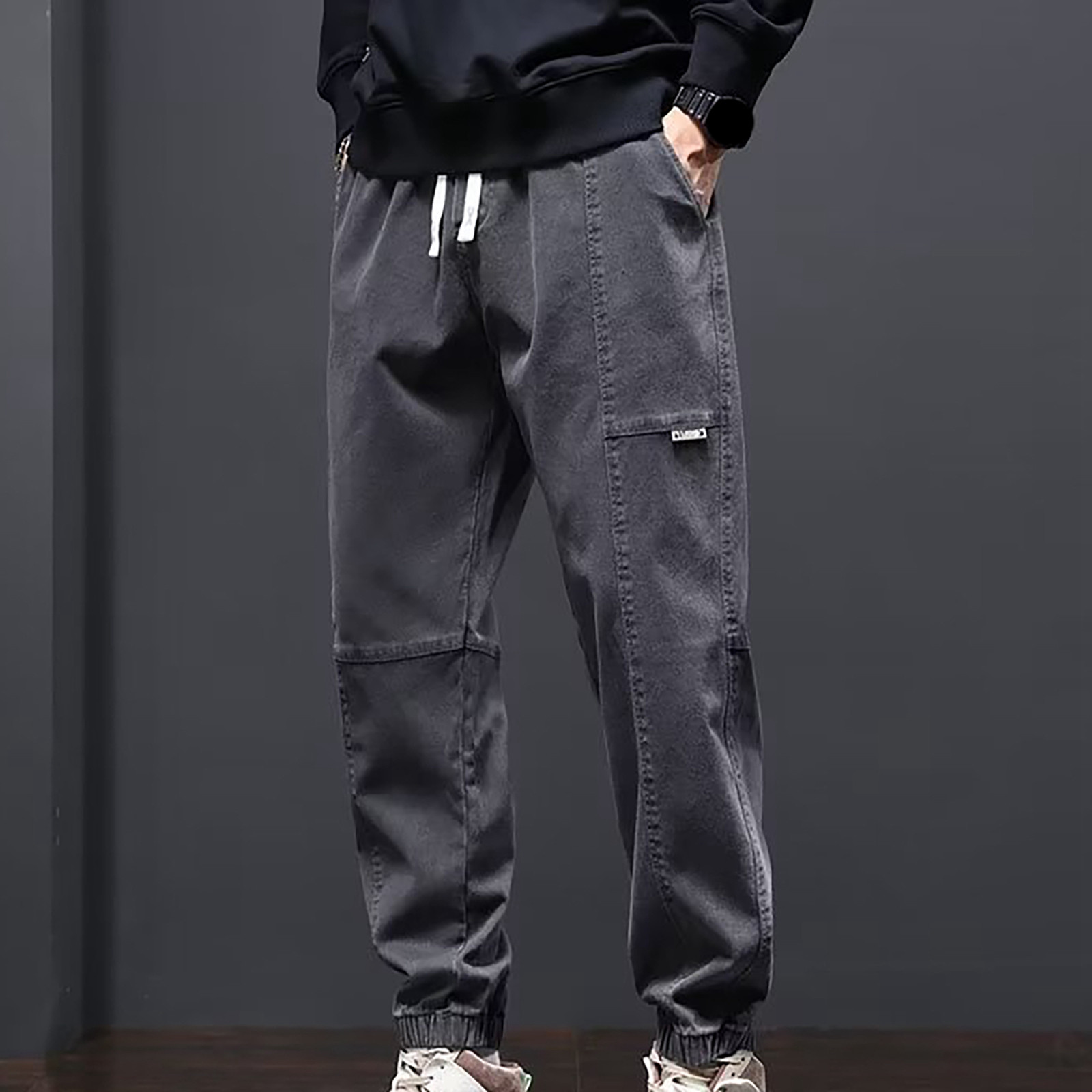 Clothes For Men Joggers Sweat Pants Sweatpants For Men Elastic Waist Pants Foot Binding Workwear Pants Mens Grey Athletic Pants Walmart