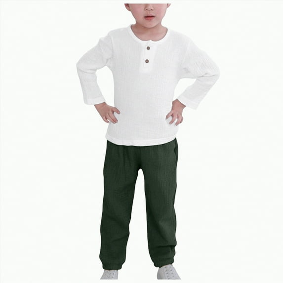 Clothes For Teen Boys Kids Autumn Winter Round Neck Long Sleeve Elastic Waist 3M 6M 12M 18M 24M 2T 3T Everyday Outfit Set 2 Piece