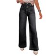 thumbnail image 1 of Clothes For Woman High Waist Wide Leg Jeans For Women Casual Loose Fit Denim Pants With Front Patch Pockets And Button Closure Pantalones De Mujer, 1 of 5