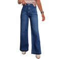 thumbnail image 1 of Clothes For Woman High Waist Wide Leg Jeans For Women Casual Loose Fit Denim Pants With Front Patch Pockets And Button Closure Pantalones De Mujer, 1 of 5