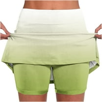 Women Clearance Women's Pants Straight Leg Shorts Plus Size Skirt Fake Two Piece Trousers Gradient Color Pants Casual Compression Shorts Trendy Base Skirt Slim Fit Exercise Trousers