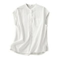 Clothes For Women Lie White Tank Top Women's Spring Summer Casual Sleeveless StandUp Collar