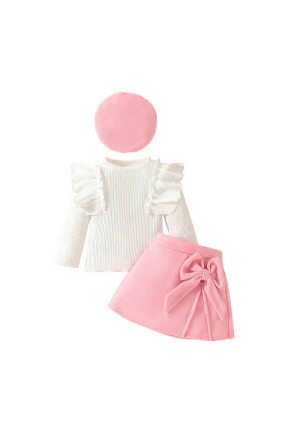 Clothes Girls 2 Piece Girls Outfits Long Sleeve Pullover Bowknot or Heart Top and Skirts Toddler Winter Clothes Girls' Clothing Sets 12-18 Months