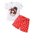 thumbnail image 1 of Clothes for Girls 9-10 Size 7 Girls Clothes, Children's Shirt Short Sleeved Pattern Thin Shirt Casual Girl' Short Sleeved Shirt Long Pants Two-piece Set, 1 of 3