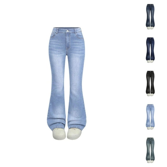 Clothes for Girls Pant for Girls Stretch Flare Jeans For Girls Comfortable Skinny Denim Pants Fashionable Teen Casual Wear Elastic Waist Soft Fabric Durable Stitching