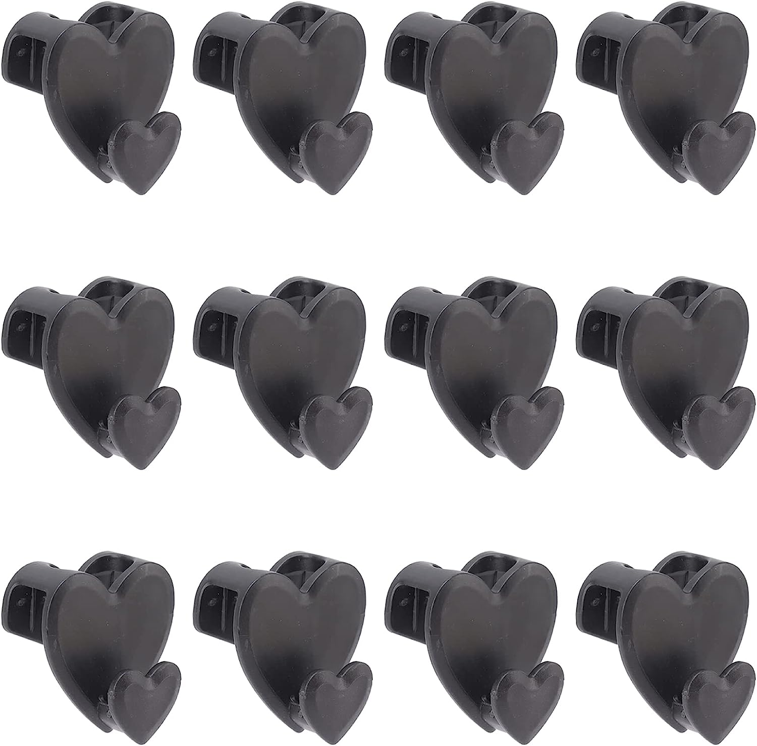 Clothes Hanger Connector Hook, Black Practical ABS Stackable 12Pcs