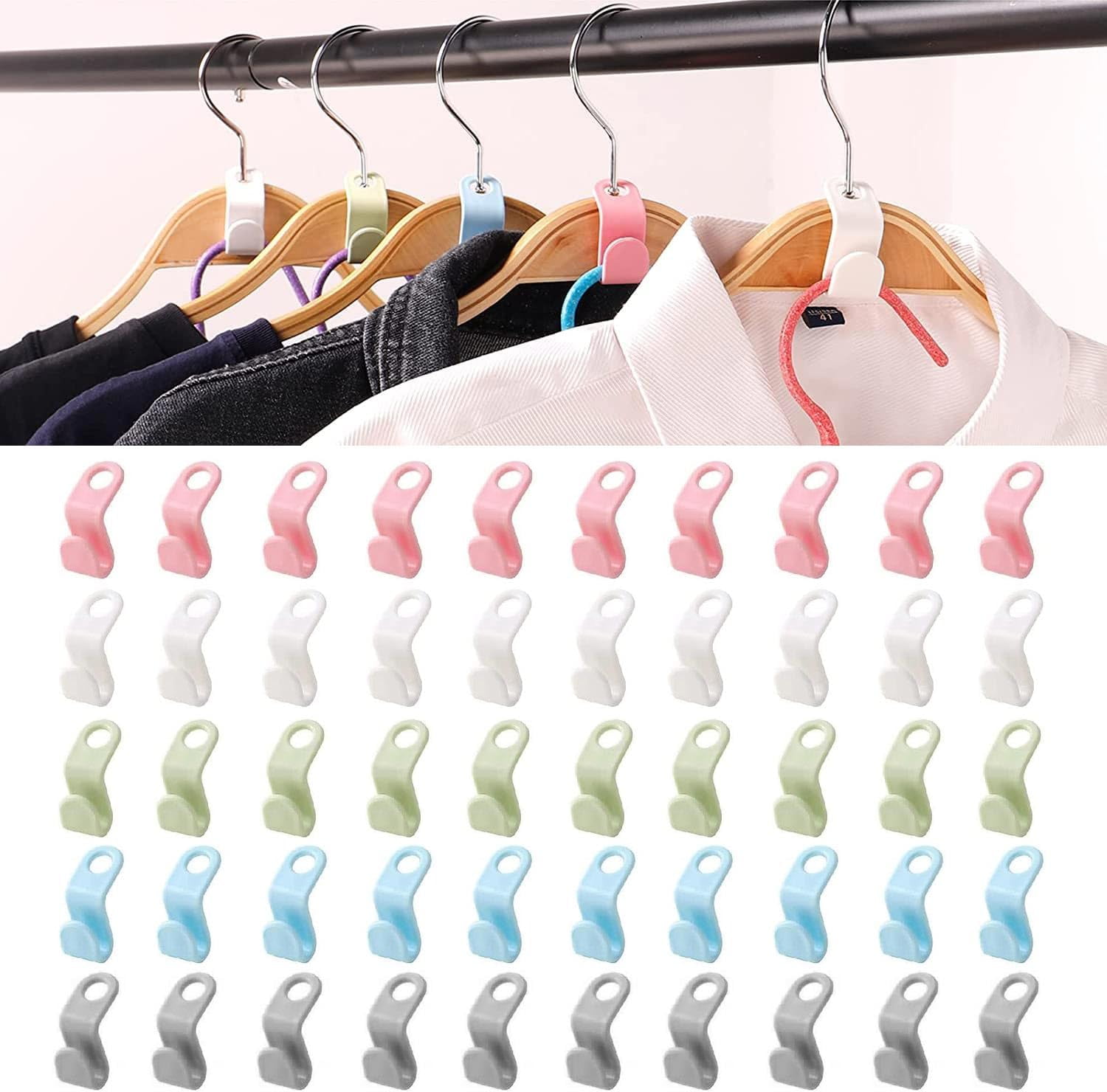 Clothes Hanger Connector Hooks, 50 Pcs coat Hanger Hooks,Space Saver