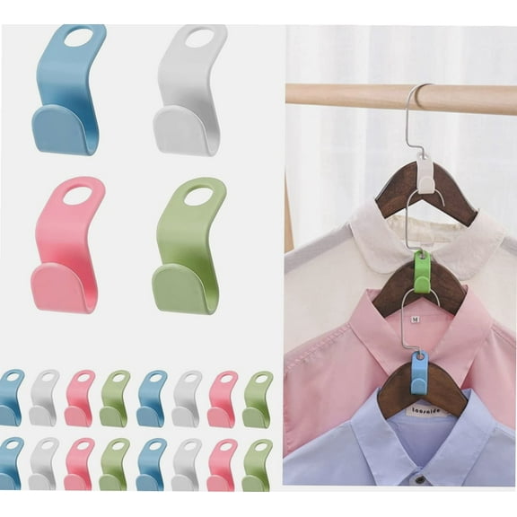 Clothes Hanger Connector Hooks 60 Pieces, Clothes Hanger Extender Plastic, Mini Hanger Connection Hooks, Clothes Organizer & Helper for Closet, Multicolor