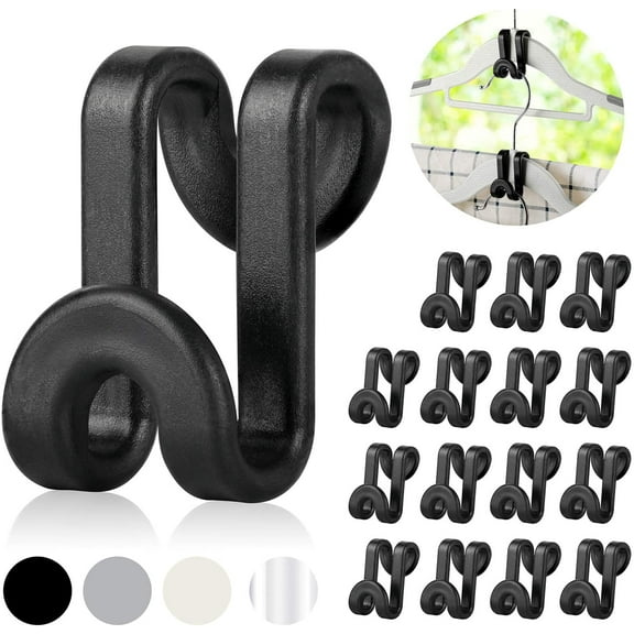 Clothes Hanger Connector Hooks, 70 Pcs Multi-Level Cascading Hanger Hooks, Plastic Heavy Duty Cascading Mini Hooks for Velvet Hangers Space Saver Closet Organizer, Black