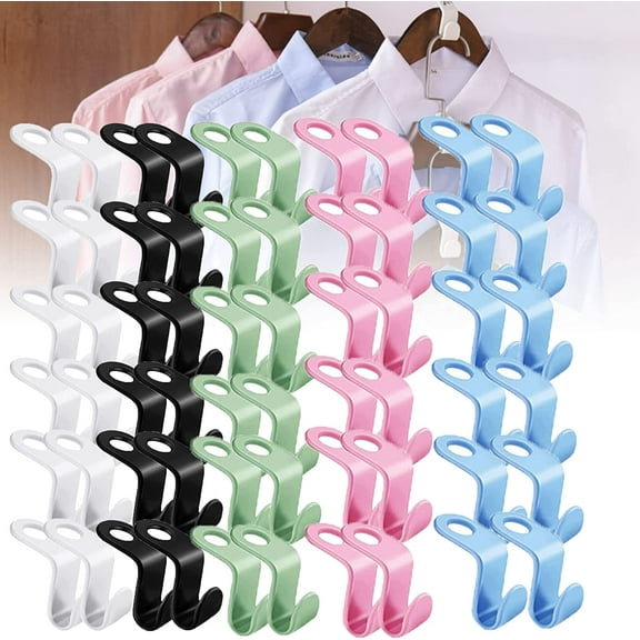 Clothes Hanger Connector Hooks, Closet Space Triangles, Hanger Hooks, Space Triangles for Hangers, Hanger Extender Clips, Space-Saving Clothes Hanger Connector Hooks, Hooks for Hanging (60Pcs B)