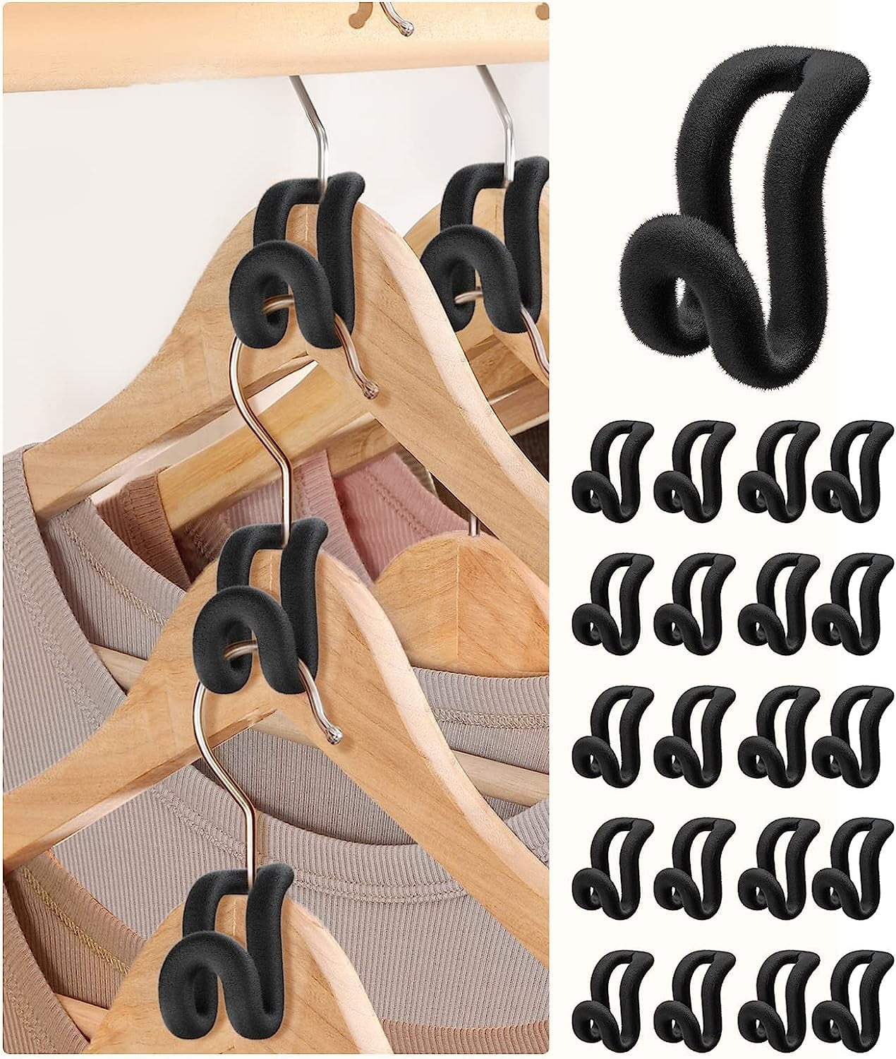 Clothes Hanger Connector Hooks[NonSlip Velvet Coating]Flocking Hanger