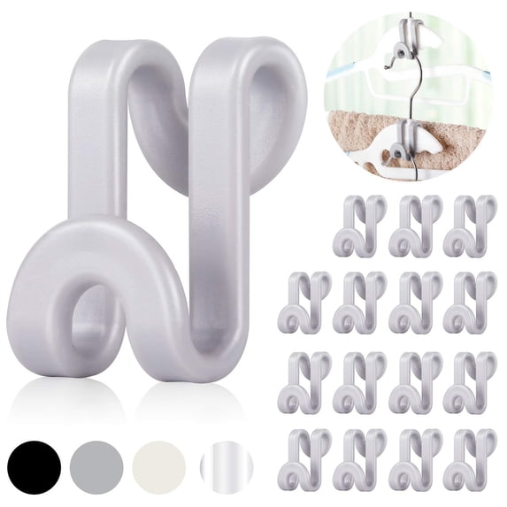 Clothes Hanger Connectors - 60 Pcs Multi-Level Cascading Hooks, Heavy Duty Plastic Mini Hooks for Space Saver Closet Organizer