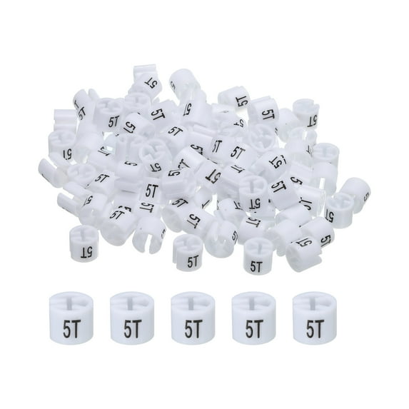 Clothes Hanger Marker (5T, White) Colored Hanger Sizer Garment Markers Tag, Pack of 100