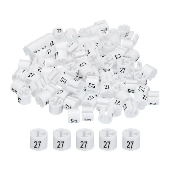 Clothes Hanger Marker Colored Hanger Sizer Garment Markers Tag (Number 27, White), Pack of 100 Pcs
