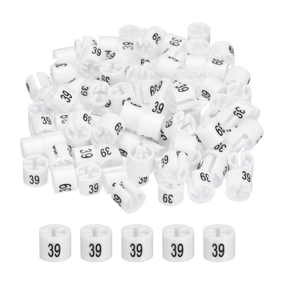 Clothes Hanger Marker Colored Hanger Sizer Garment Markers Tag (Number 39, White), Pack of 100 Pcs