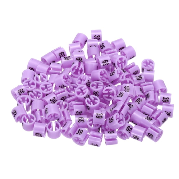 Clothes Hanger Marker Number 39 Tag Fit 3mm Rod Purple for Garment Clothing Color Coding, Pack of 100