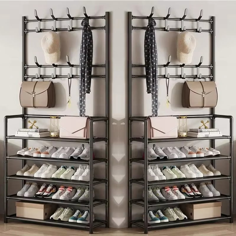 Clothes Hanger Multi-Layer Shoe Rack Doorway DIY Hat And Shoes Shelf ...