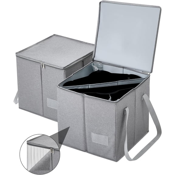 Clothes Hanger Organizer Bag, Rigid Hanger Storage Containers with Lid for Dustproof, Hanger Holder, Hanger Caddy Organizer Box with Handle